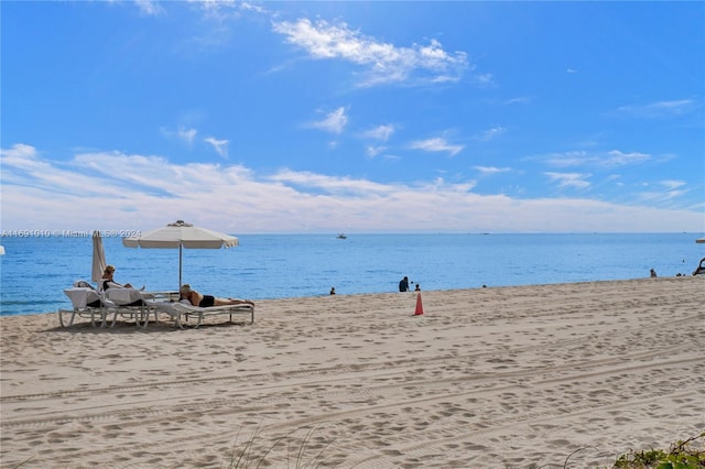 view of water feature featuring a view of the beach