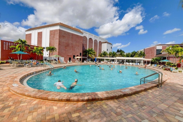 view of pool featuring a patio area