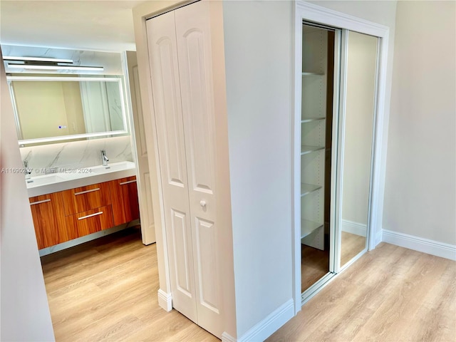 interior space with light hardwood / wood-style floors