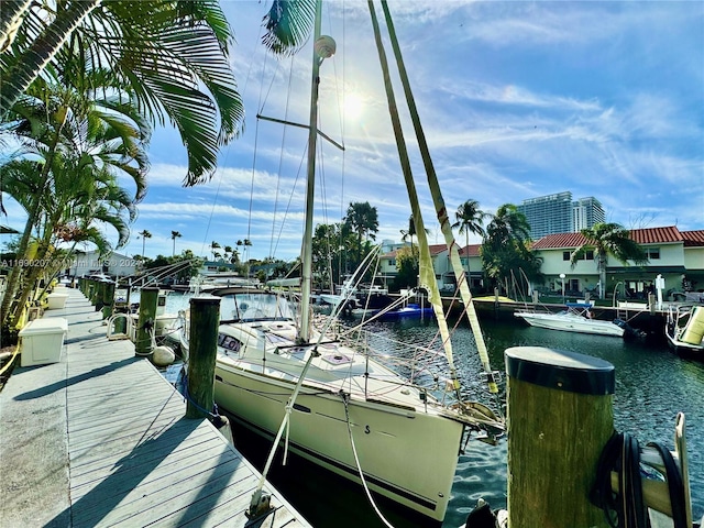 view of dock featuring a water view