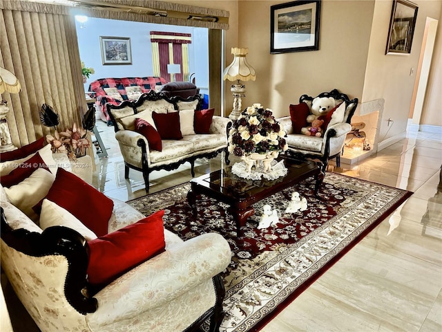 view of tiled living room