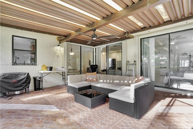 view of patio / terrace with an outdoor hangout area and ceiling fan