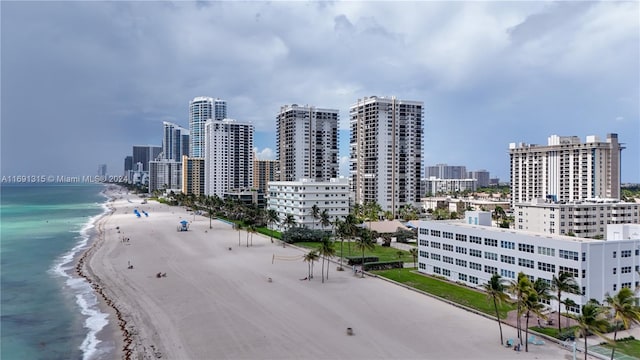 exterior space with a view of the beach and a water view