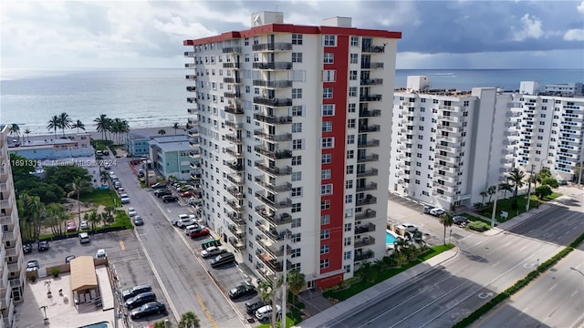 view of building exterior featuring a water view