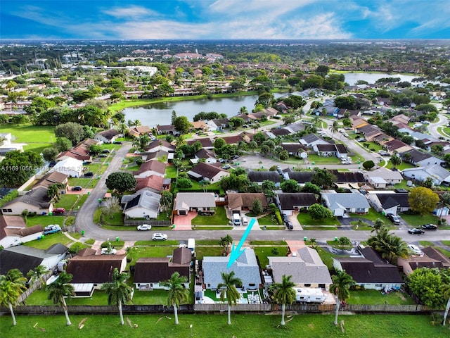 bird's eye view featuring a water view