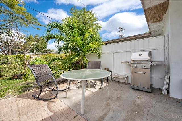 view of patio / terrace with a grill