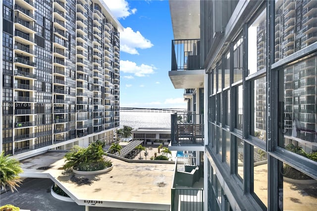 balcony with a water view