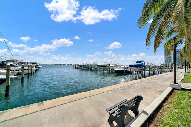 view of dock featuring a water view