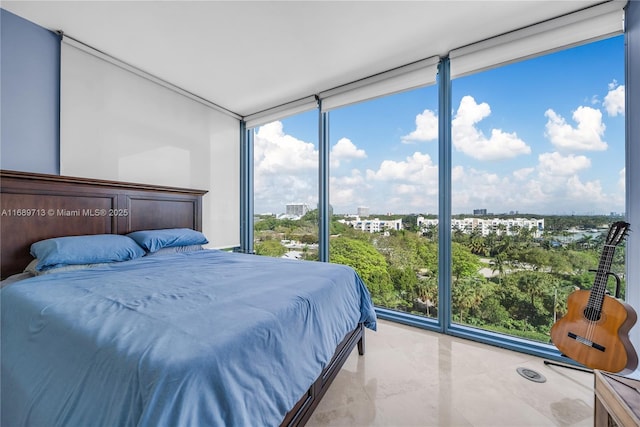 bedroom featuring expansive windows