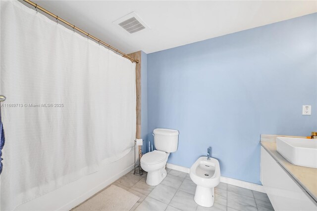 bathroom with a bidet and vanity