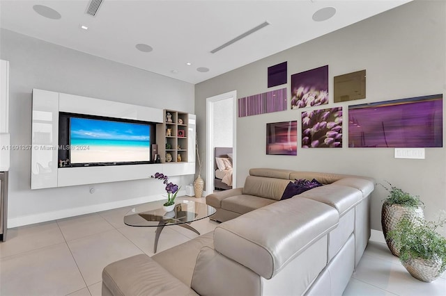 view of tiled living room