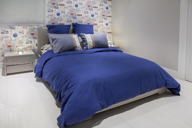 bedroom featuring tile patterned flooring