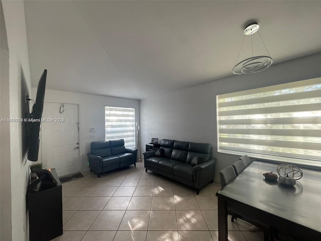 view of tiled living room