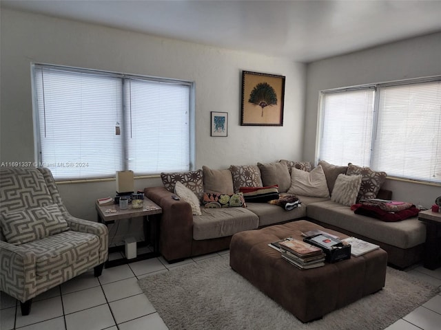 view of tiled living room