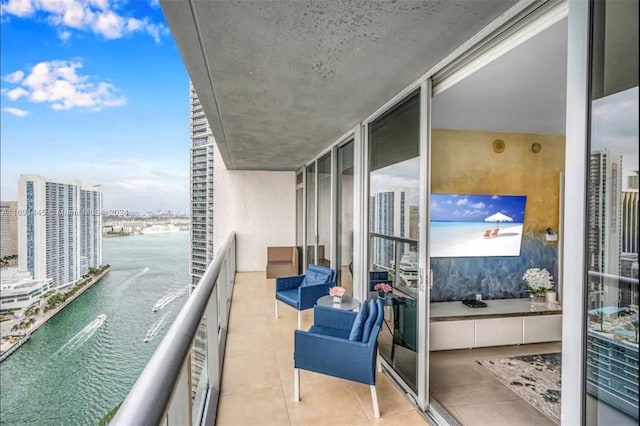 balcony with a water view