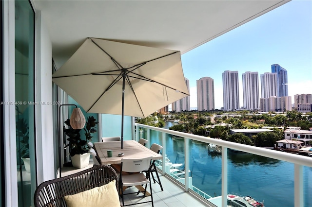 balcony with a water view