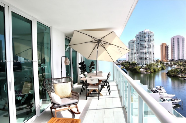 balcony with a water view