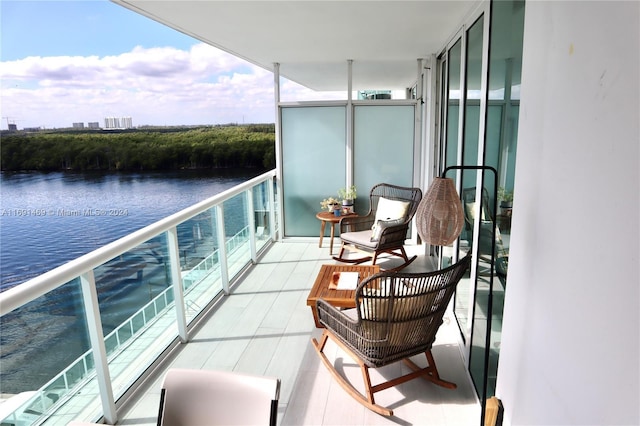 balcony with a water view