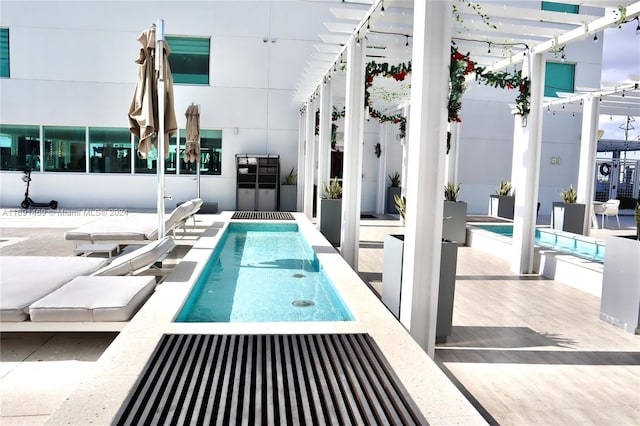 view of pool featuring a patio area and a pergola