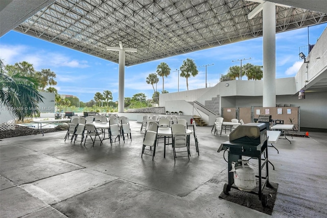 view of patio featuring a bar