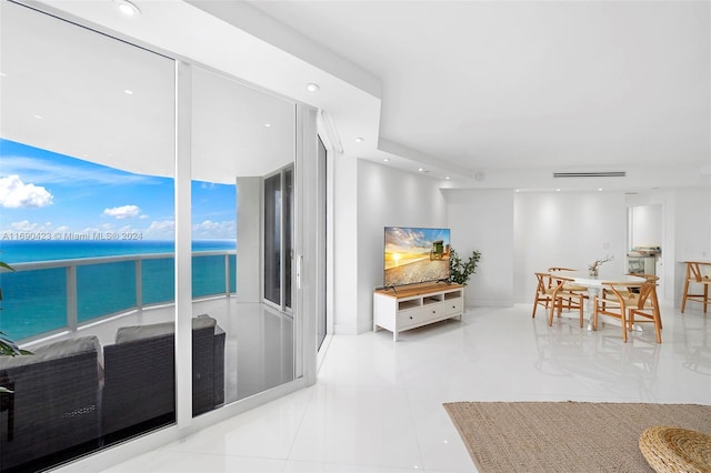 dining area with light tile patterned floors