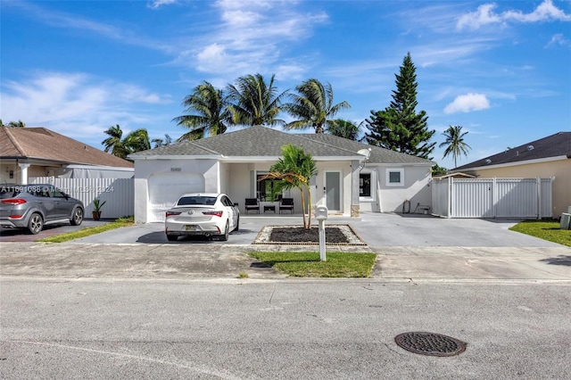 single story home with a garage