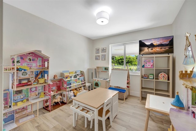 game room featuring light hardwood / wood-style floors