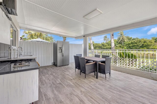 wooden terrace with sink