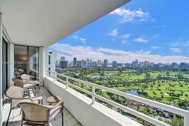 balcony featuring a water view