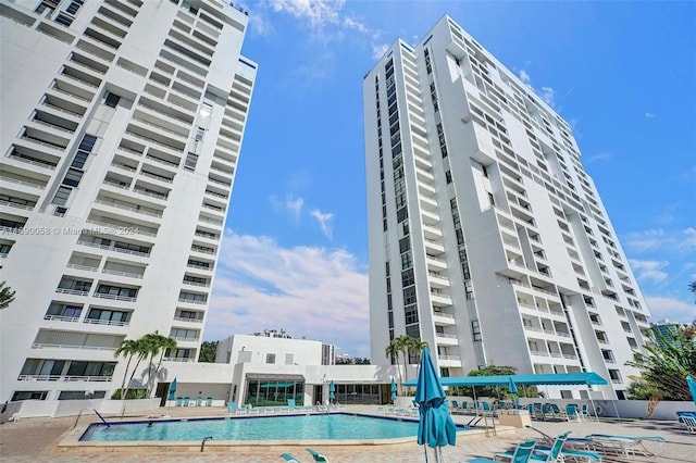 view of pool featuring a patio area