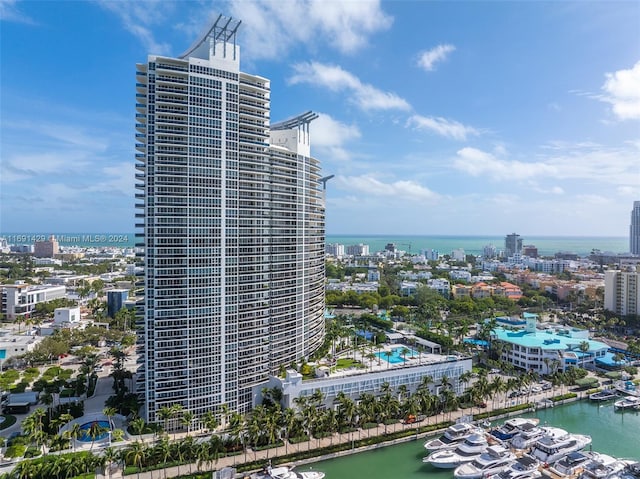 view of property with a water view