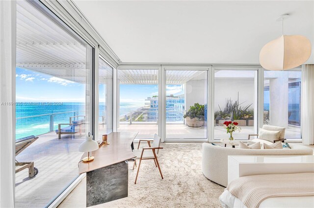 9111 Collins Ave Unit N-Ph6, Surfside, FL 33154 - bedroom with floor to ceiling windows, access to outside, and a water view