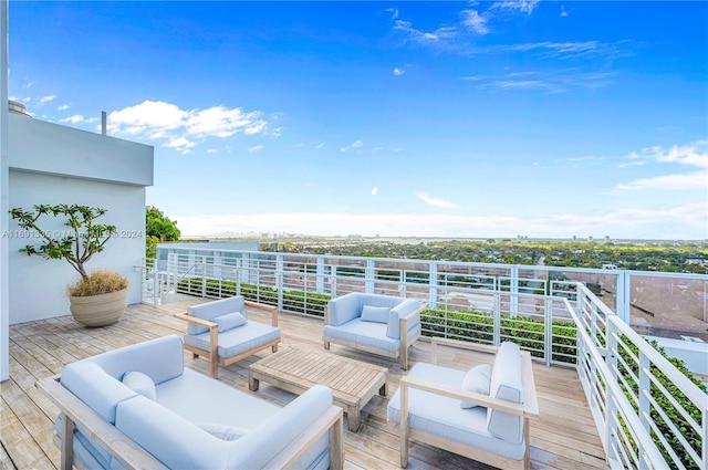 9111 Collins Ave Unit N-Ph6, Surfside, FL 33154 - wooden terrace featuring an outdoor living space