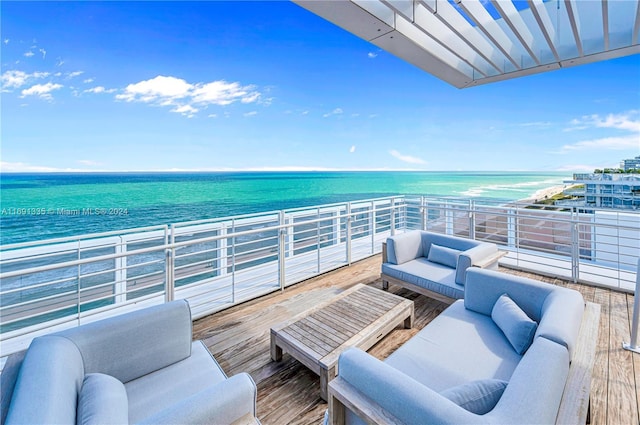 9111 Collins Ave Unit N-Ph6, Surfside, FL 33154 - balcony featuring a water view and an outdoor living space