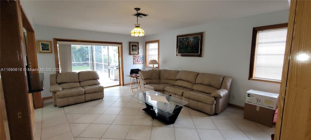 view of tiled living room