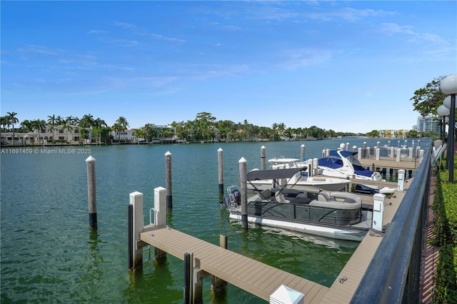 view of dock featuring a water view