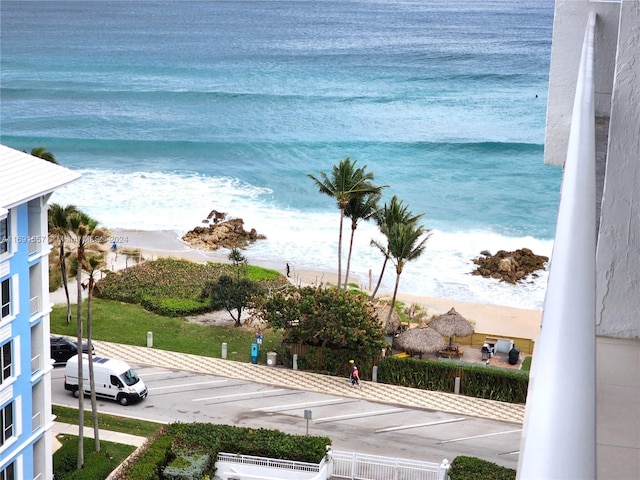 property view of water with a beach view