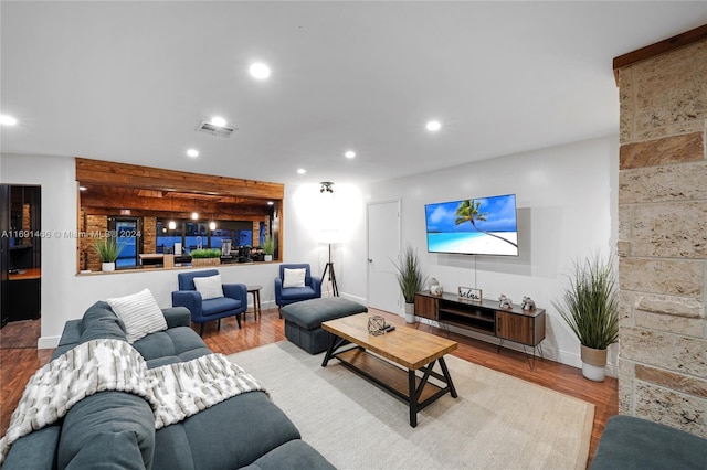 living room featuring light hardwood / wood-style floors