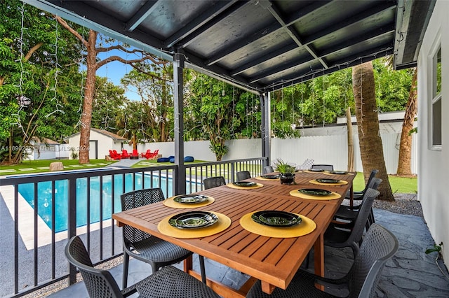 view of patio / terrace featuring a fenced in pool