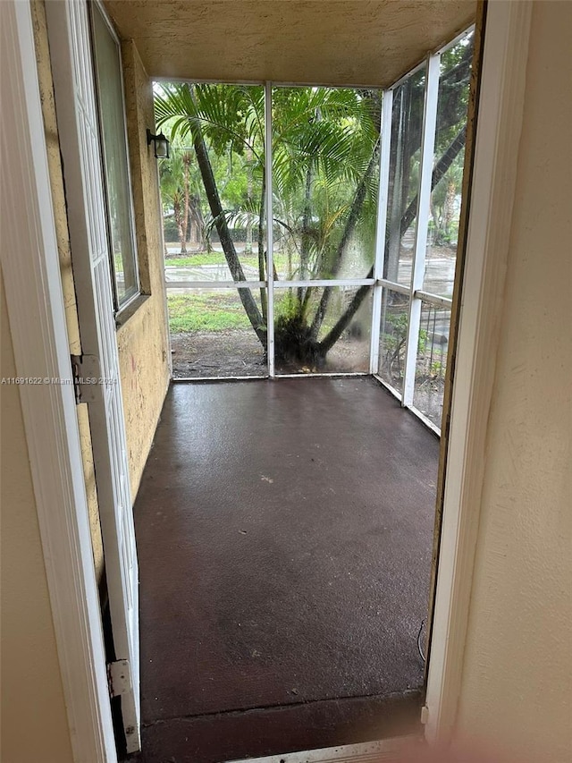 view of unfurnished sunroom