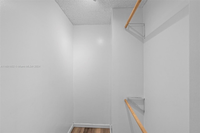 walk in closet with wood-type flooring