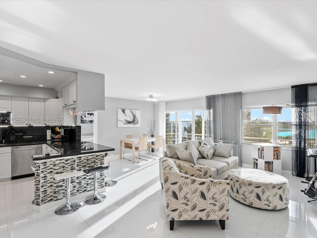 view of tiled living room