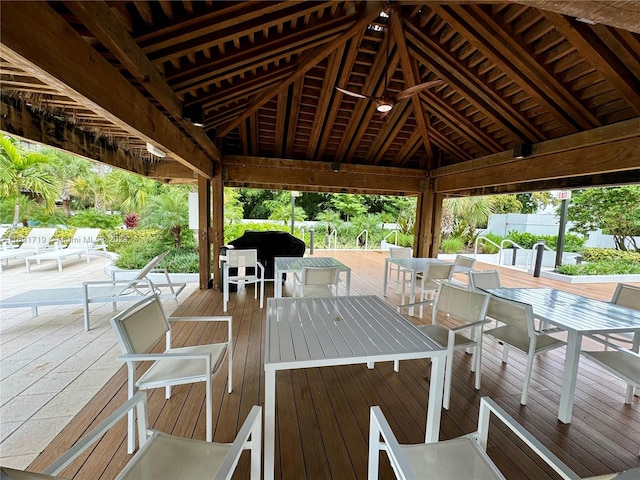 deck featuring a gazebo