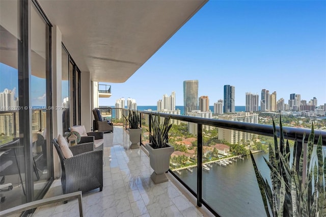 balcony with a water view