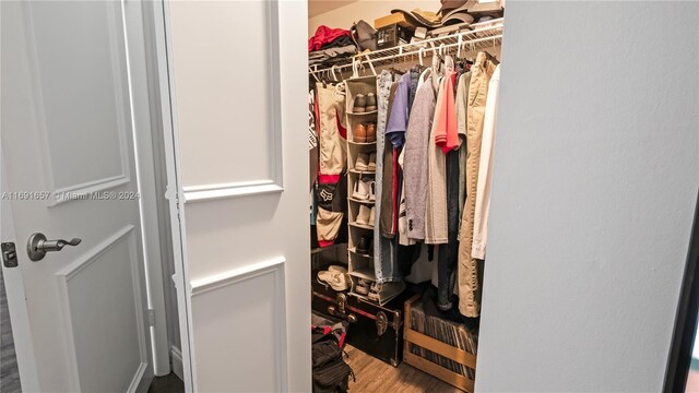 walk in closet featuring hardwood / wood-style floors