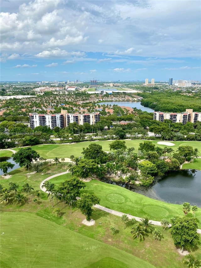 view of community with a water view