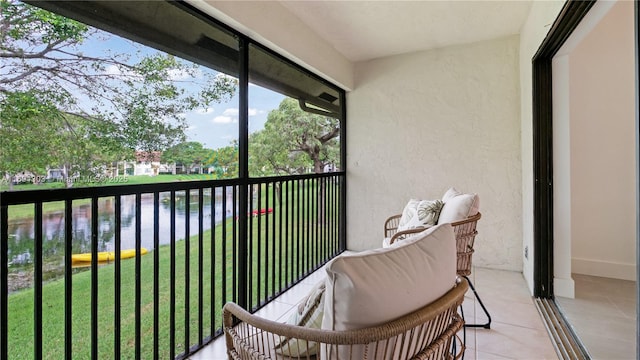 balcony with a water view