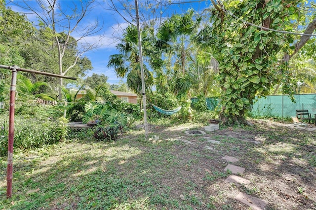 view of yard featuring fence