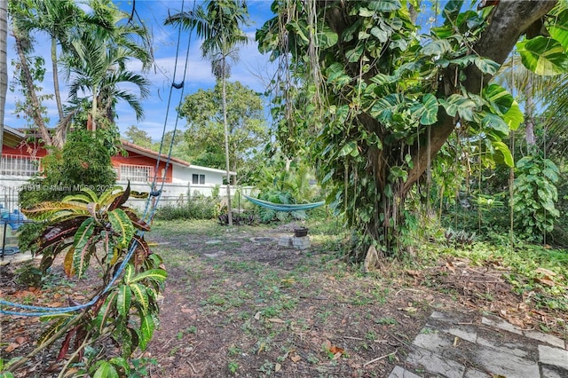 view of yard with fence