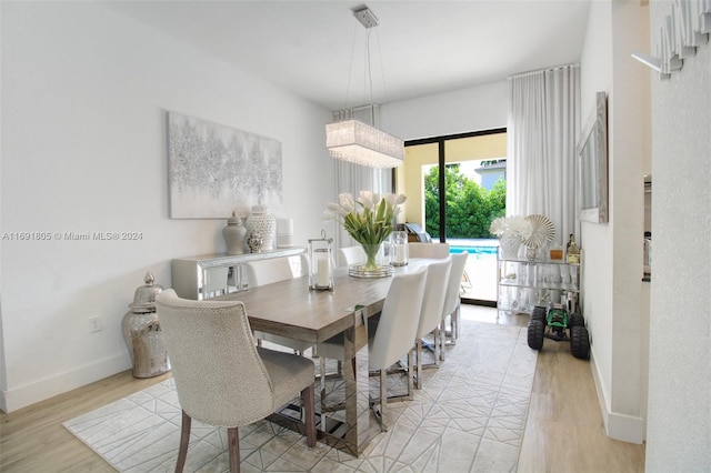 dining room with light hardwood / wood-style floors